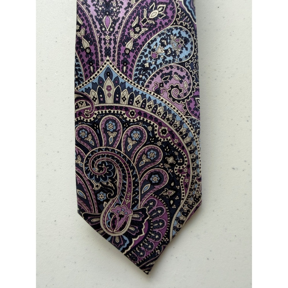 BLACK BROWN 1826â Men's Silk Tie LUXURY Purple Paisley Necktie Business Office